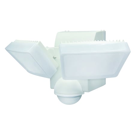 LB1880WH 800 Lumen Battery Operated LED Motion Security Flood Light Wall Eave Mount WH